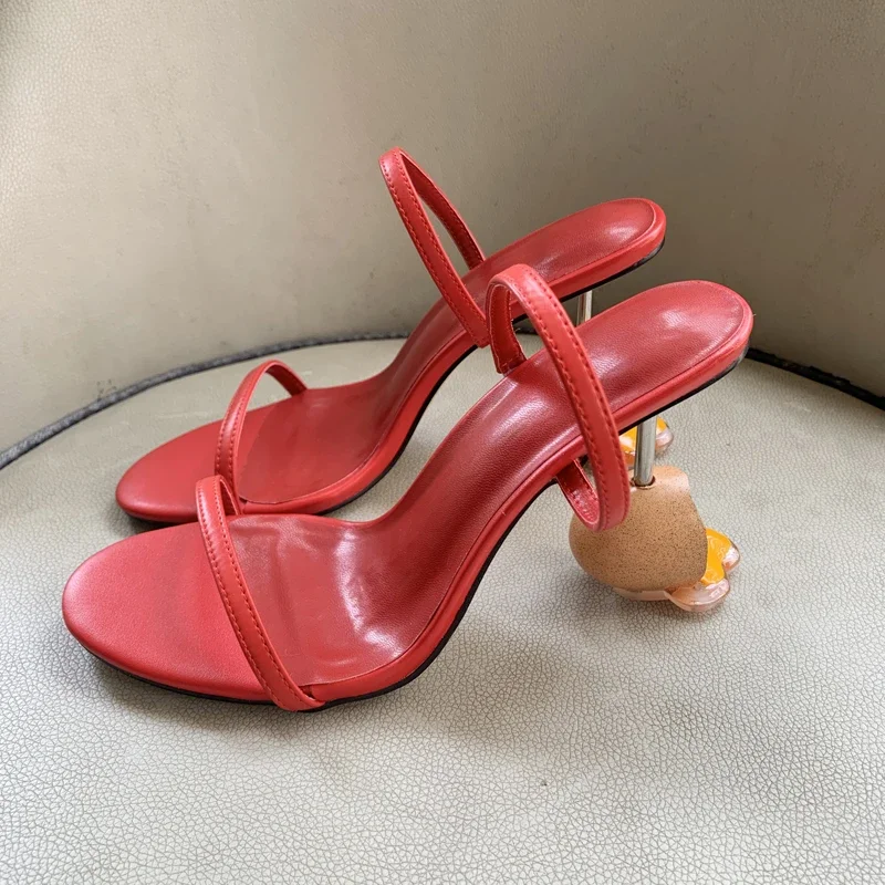 Strappy Heeled Sandals - Sommer Riemchensandalen Offene Spitze High Heels