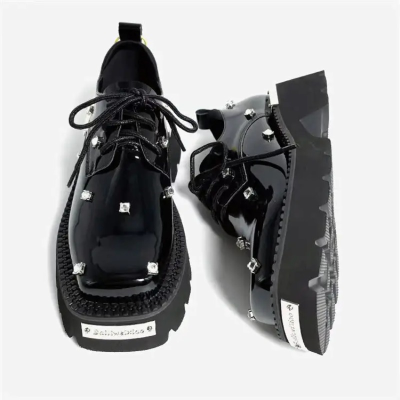Women Shoes Sneakers - Damen-Loafer, Kristall-Plattform, klobige Mary Janes-Schuhe, 2025,