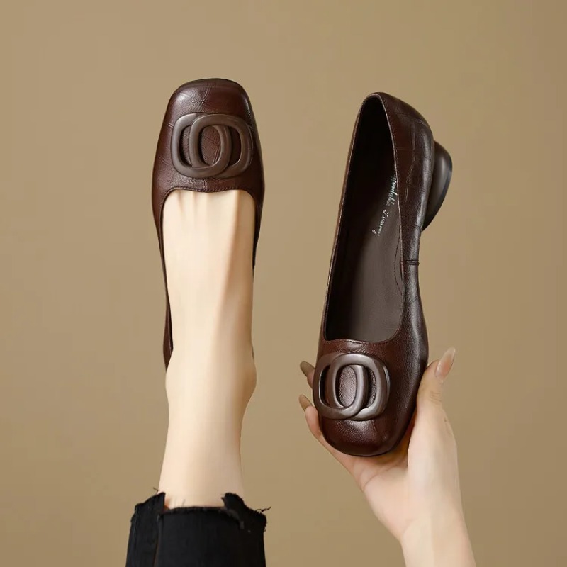 Slingback Pumps Women - Französischer Stil Damenschuhe Pumps Lederschuhe für