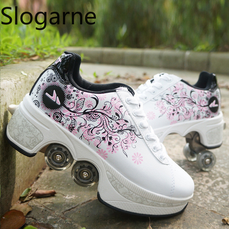 Women Shoes Sneakers - Frauen 4-Räder Verformung Rollschuhe Schuhe Männer