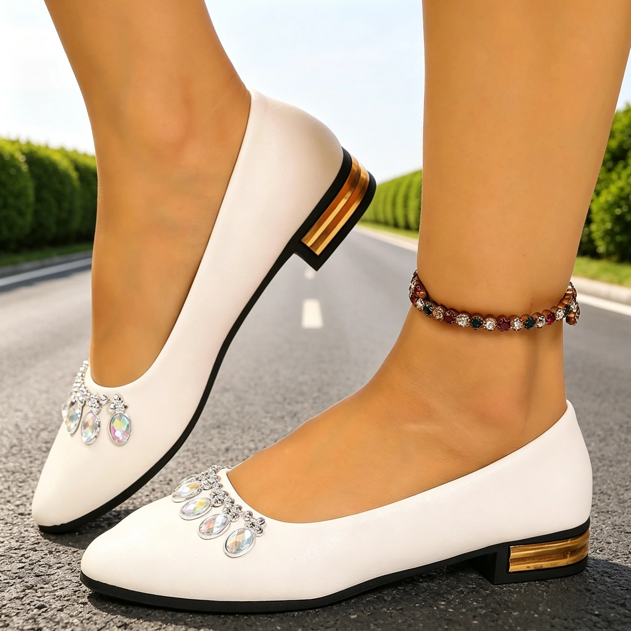 Women Shoes Sneakers - Damen Flache Schuhe mit Spitzer Zehenpartie,