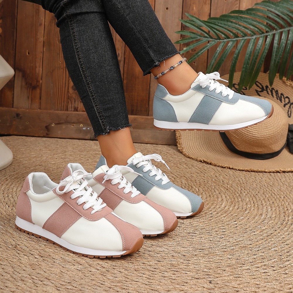 Women Shoes Sneakers - Damen Color-Block-Sneaker mit Schnürung, Patchwork-Retro-Wanderschuhe, leichte,