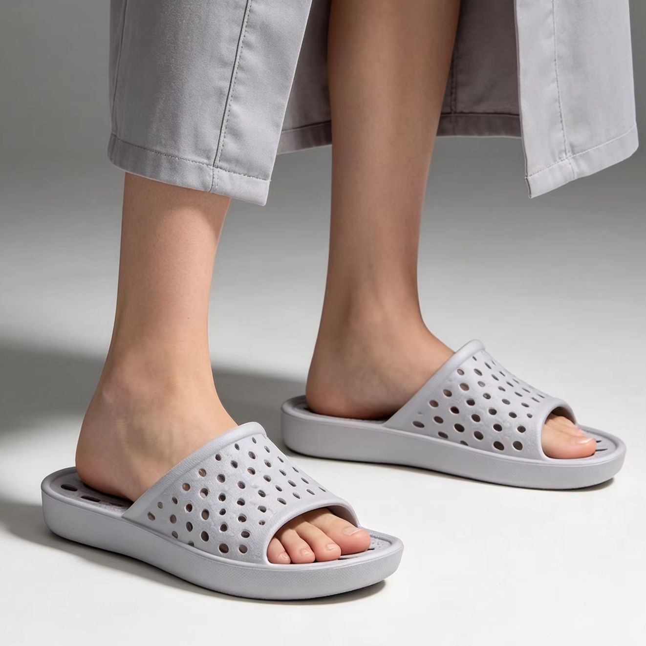 Women'S Shoes For Flat Feet - Smile Popcorn Sommer Duschpantoffeln mit Hohlraum-Drainage,