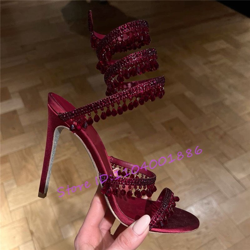 Strass Schlange Form Knöchel R – Strappy Heeled Sandals Bewertung und Preis