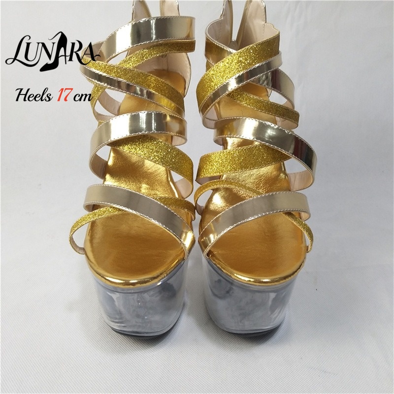 17cm/7 Zoll goldene Metallic-R – Strappy Heeled Sandals Bewertung und Preis